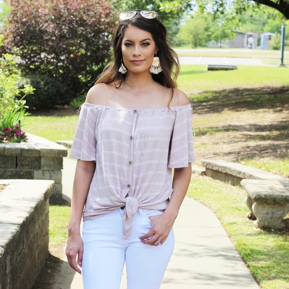 Blush Pink Tie Front Top - Picture 4 of 5